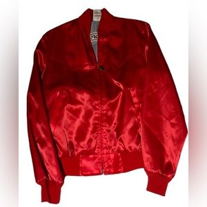 Vintage Satin Western bomber jacket red Medium 38-40